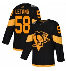 Youth Adidas Pittsburgh Penguins 58 Kris Letang Black Authentic 2019 Stadium Series Stitched NHL Jersey 