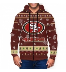 49ers Team Christmas Ugly Mens Zip Hooded Sweatshirt