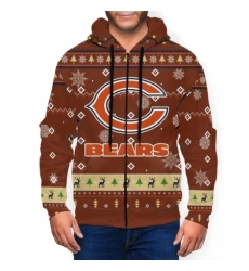 Bears Team Christmas Ugly Mens Zip Hooded Sweatshirt