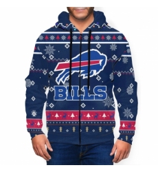 Bills Team Christmas Ugly Mens Zip Hooded Sweatshirt