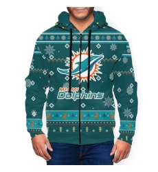 Dolphins Team Christmas Ugly Mens Zip Hooded Sweatshirt