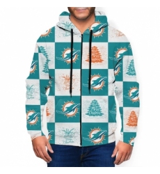 Dolphins Team Ugly Christmas Mens Zip Hooded Sweatshirt