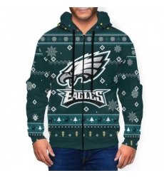 Eagles Team Christmas Ugly Mens Zip Hooded Sweatshirt