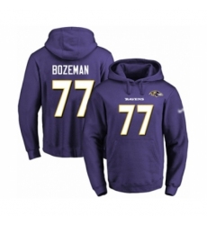 Football Mens Baltimore Ravens 77 Bradley Bozeman Purple Name Number Pullover Hoodie