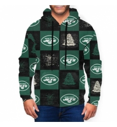 Jets Team Ugly Christmas Mens Zip Hooded Sweatshirt