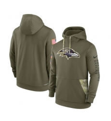 Men Baltimore Ravens 2022 Olive Salute To Service Therma Performance Pullover Hoodie