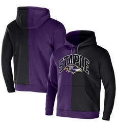 Men Baltimore Ravens Purple Black Split Logo Pullover Hoodie