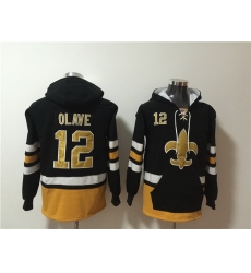 Men New Orleans Saints 12 Chris Olave Black Ageless Must Have Lace Up Pullover Hoodie