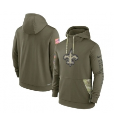 Men New Orleans Saints 2022 Olive Salute To Service Therma Performance Pullover Hoodie