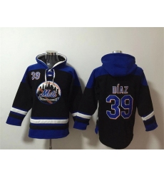 Men New York Mets 39 Edwin D EDaz Black Blue Ageless Must Have Lace Up Pullover Hoodie