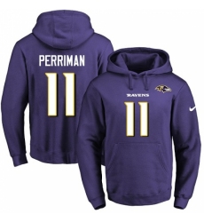 NFL Mens Nike Baltimore Ravens 11 Breshad Perriman Purple Name Number Pullover Hoodie