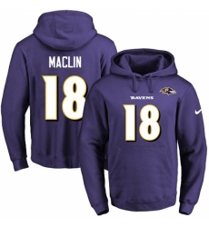 NFL Mens Nike Baltimore Ravens 18 Jeremy Maclin Purple Name Number Pullover Hoodie