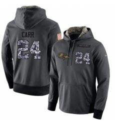 NFL Mens Nike Baltimore Ravens 24 Brandon Carr Stitched Black Anthracite Salute to Service Player Performance Hoodie
