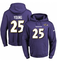 NFL Mens Nike Baltimore Ravens 25 Tavon Young Purple Name Number Pullover Hoodie
