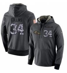 NFL Mens Nike Baltimore Ravens 34 Alex Collins Stitched Black Anthracite Salute to Service Player Performance Hoodie
