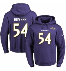 NFL Mens Nike Baltimore Ravens 54 Tyus Bowser Purple Name Number Pullover Hoodie