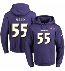 NFL Mens Nike Baltimore Ravens 55 Terrell Suggs Purple Name Number Pullover Hoodie
