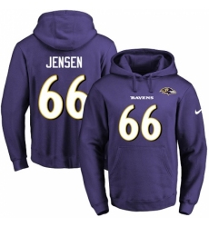 NFL Mens Nike Baltimore Ravens 66 Ryan Jensen Purple Name Number Pullover Hoodie