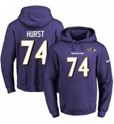 NFL Mens Nike Baltimore Ravens 74 James Hurst Purple Name Number Pullover Hoodie