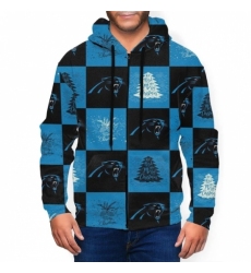 Panthers Team Ugly Christmas Mens Zip Hooded Sweatshirt