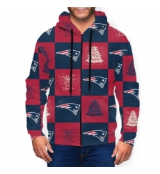 Patriots Team Ugly Christmas Mens Zip Hooded Sweatshirt