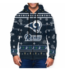 Rams Team Christmas Ugly Mens Zip Hooded Sweatshirt