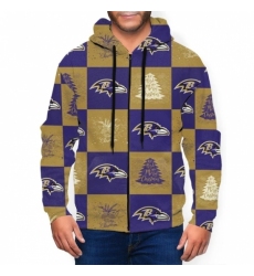 Ravens Team Ugly Christmas Mens Zip Hooded Sweatshirt
