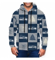 Seahawks Team Ugly Christmas Mens Zip Hooded Sweatshirt