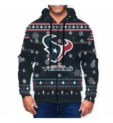 Texans Team Christmas Ugly Mens Zip Hooded Sweatshirt