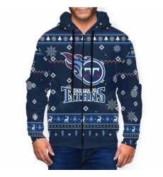 Titans Team Christmas Ugly Mens Zip Hooded Sweatshirt