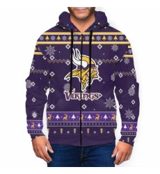 Vikings Team Christmas Ugly Mens Zip Hooded Sweatshirt