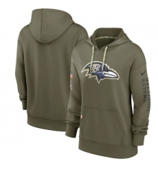 Women Baltimore Ravens 2022 Olive Salute To Service Therma Performance Pullover Hoodie
