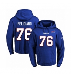 Football Mens Buffalo Bills 76 Jon Feliciano Royal Blue Name Number Pullover Hoodie