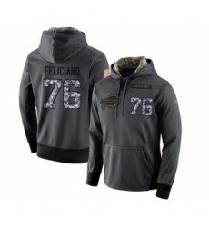 Football Mens Buffalo Bills 76 Jon Feliciano Stitched Black Anthracite Salute to Service Player Performance Hoodie
