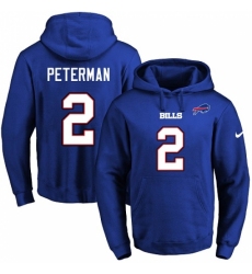 NFL Mens Nike Buffalo Bills 2 Nathan Peterman Royal Blue Name Number Pullover Hoodie