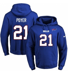 NFL Mens Nike Buffalo Bills 21 Jordan Poyer Royal Blue Name Number Pullover Hoodie