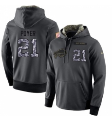 NFL Mens Nike Buffalo Bills 21 Jordan Poyer Stitched Black Anthracite Salute to Service Player Performance Hoodie