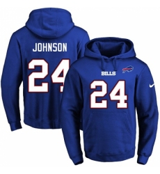 NFL Mens Nike Buffalo Bills 24 Leonard Johnson Royal Blue Name Number Pullover Hoodie