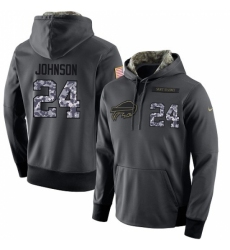 NFL Mens Nike Buffalo Bills 24 Leonard Johnson Stitched Black Anthracite Salute to Service Player Performance Hoodie