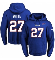 NFL Mens Nike Buffalo Bills 27 TreDavious White Royal Blue Name Number Pullover Hoodie