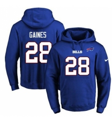 NFL Mens Nike Buffalo Bills 28 EJ Gaines Royal Blue Name Number Pullover Hoodie