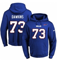 NFL Mens Nike Buffalo Bills 73 Dion Dawkins Royal Blue Name Number Pullover Hoodie