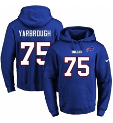 NFL Mens Nike Buffalo Bills 75 Eddie Yarbrough Royal Blue Name Number Pullover Hoodie