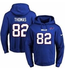 NFL Mens Nike Buffalo Bills 82 Logan Thomas Royal Blue Name Number Pullover Hoodie