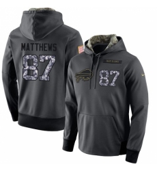 NFL Mens Nike Buffalo Bills 87 Jordan Matthews Stitched Black Anthracite Salute to Service Player Performance Hoodie