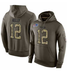 NFL Nike Buffalo Bills 12 Jim Kelly Green Salute To Service Mens Pullover Hoodie