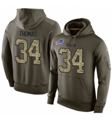 NFL Nike Buffalo Bills 34 Thurman Thomas Green Salute To Service Mens Pullover Hoodie