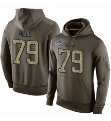 NFL Nike Buffalo Bills 79 Jordan Mills Green Salute To Service Mens Pullover Hoodie
