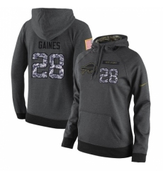 NFL Womens Nike Buffalo Bills 28 EJ Gaines Stitched Black Anthracite Salute to Service Player Performance Hoodie