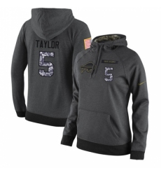 NFL Womens Nike Buffalo Bills 5 Tyrod Taylor Stitched Black Anthracite Salute to Service Player Performance Hoodie